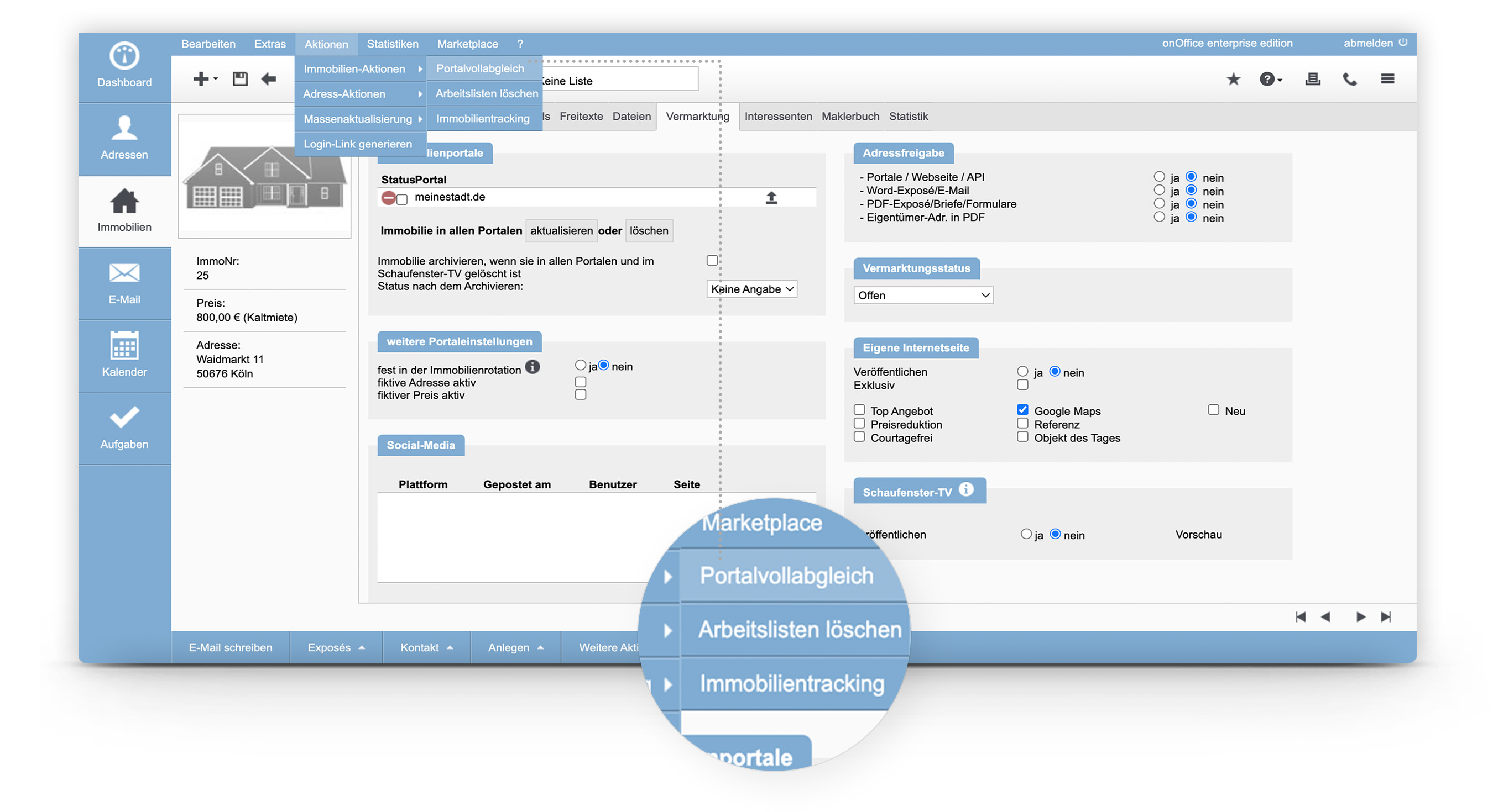 Screenshot onOffice Portalvollabgleich
