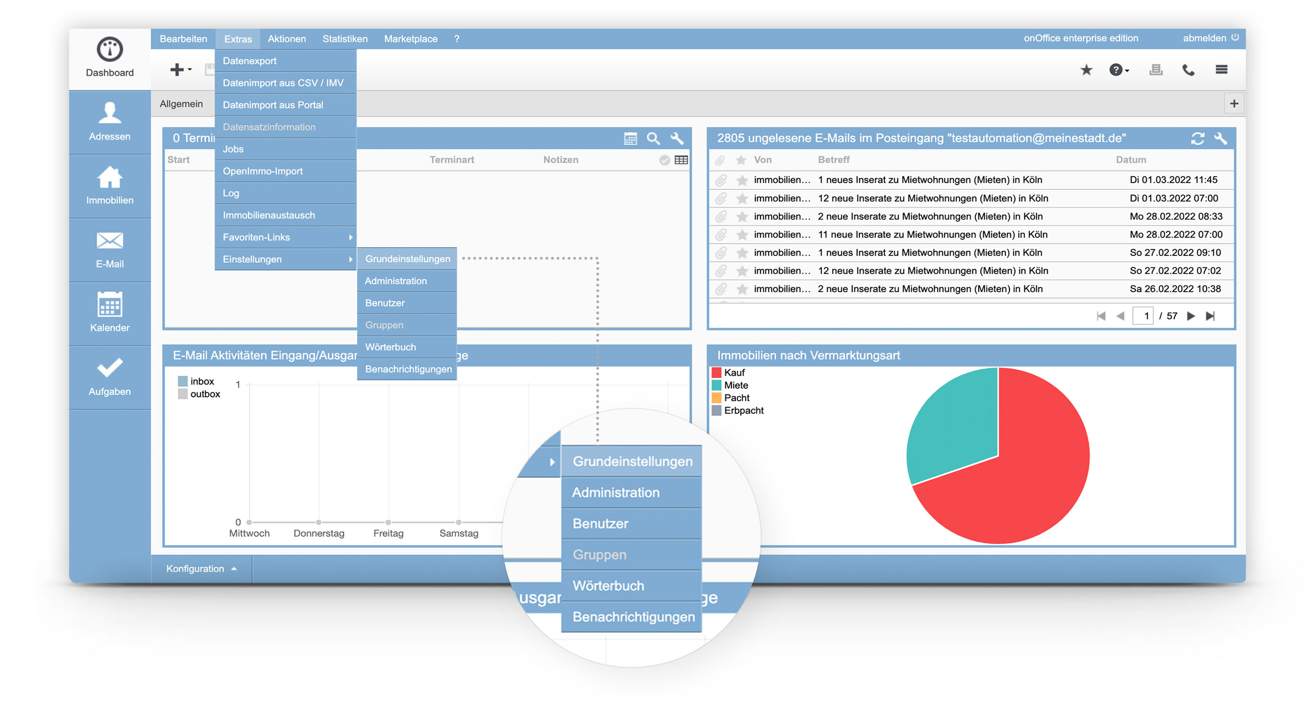 Screenshot onOffice Grundeinstellungen