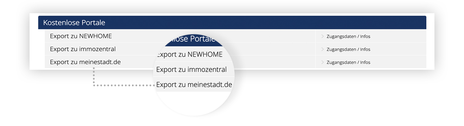 Screenshot immoprofessional Immobilien übertragen