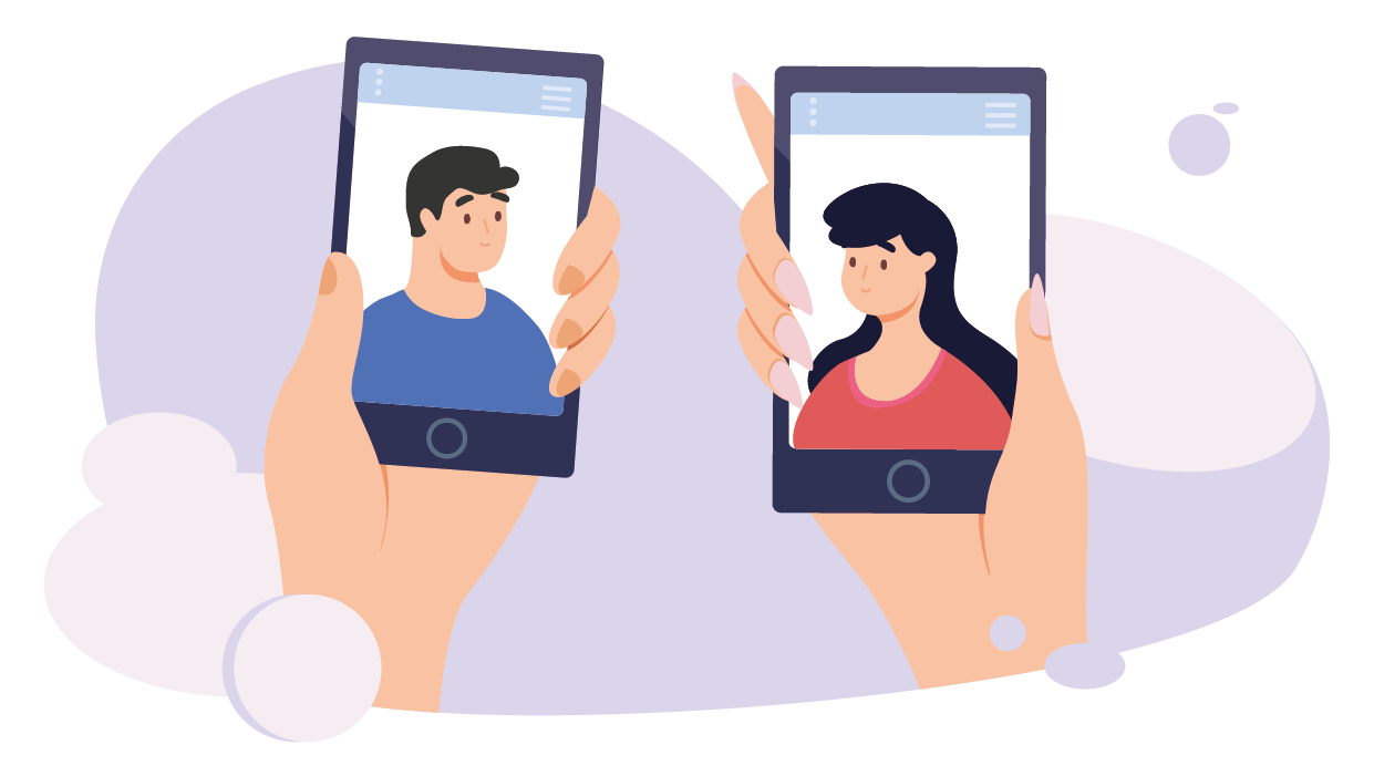 2 Smartphone-Displays mit Gesichtern drauf