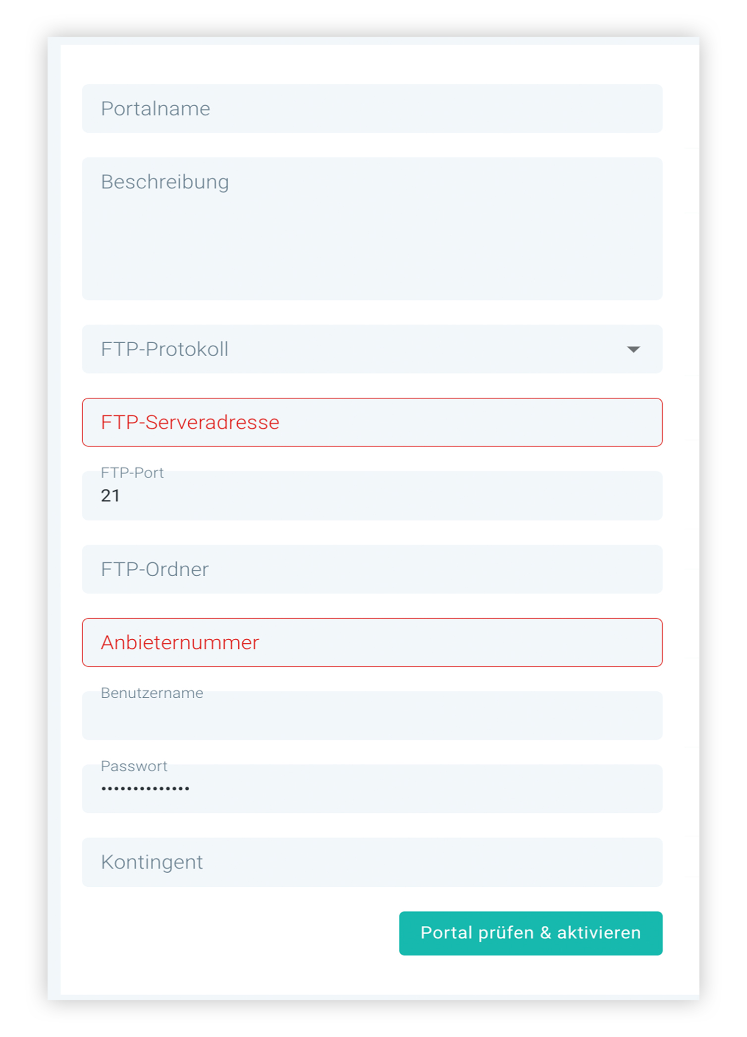 Screenshot Flowfact Zugangsdaten