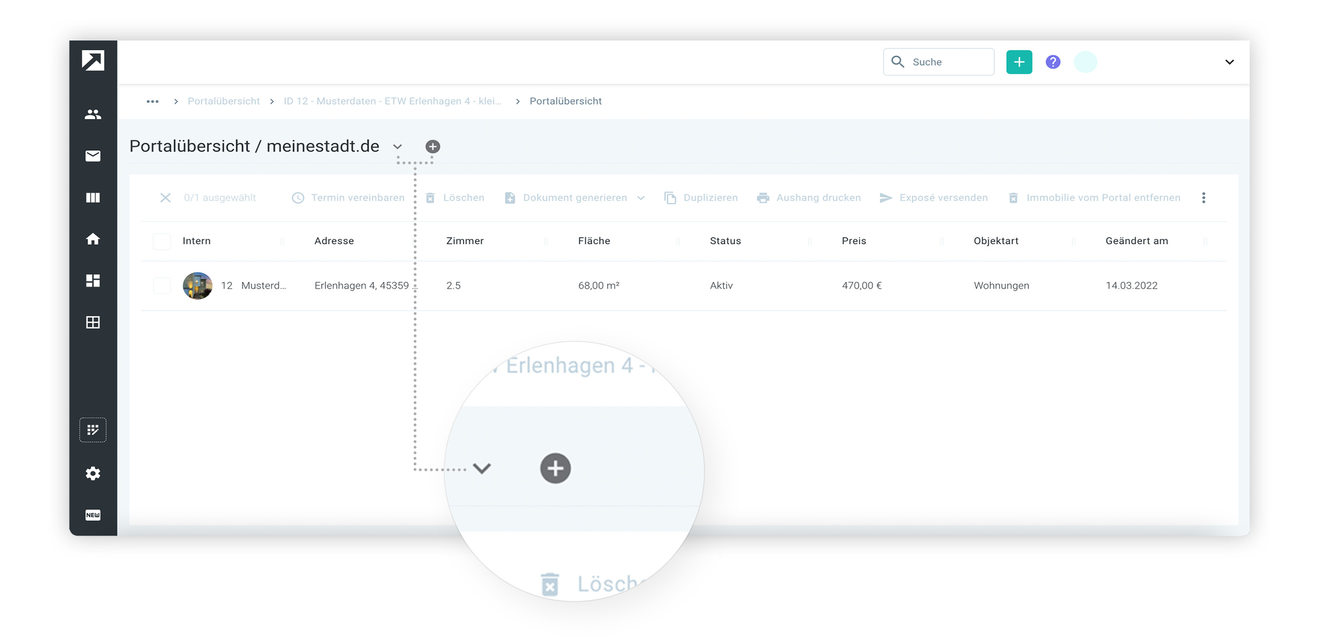 Screenshot Flowfact Portal auswählen