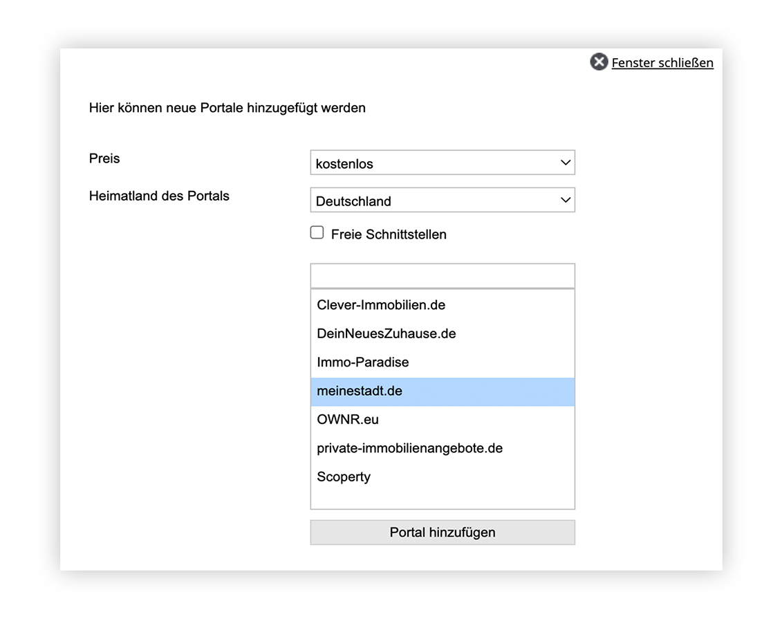 Screenshot onOffice Portal suchen